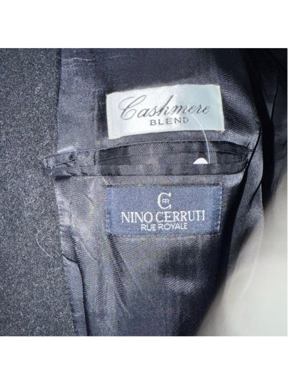 Vintage Nino Cerruti Rue Royale Cashmere Blend Overcoat Black 46L XL Tall NWOT - Picture 5 of 8